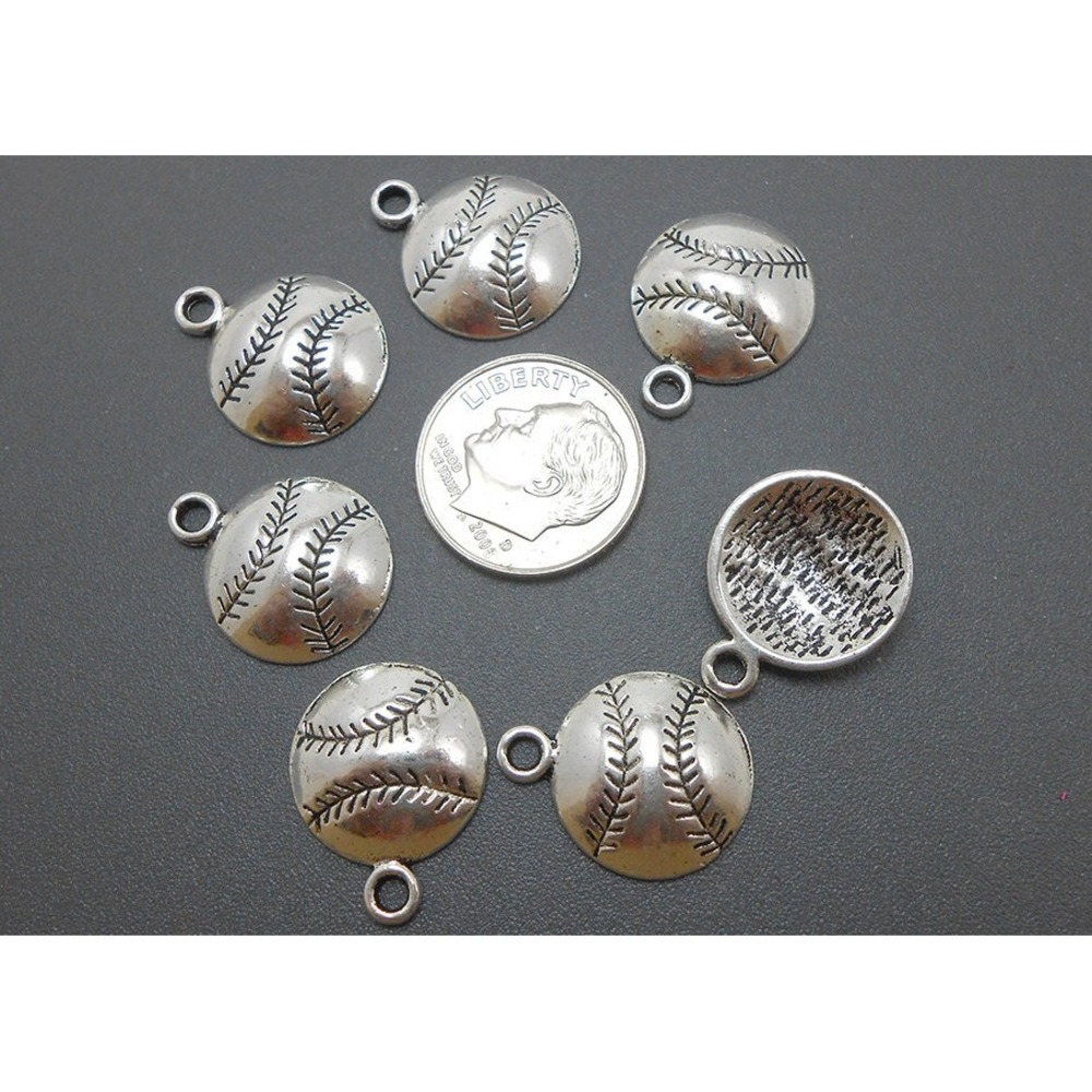 8pcs Baseball Charms‎ Silver Tone Metal sports